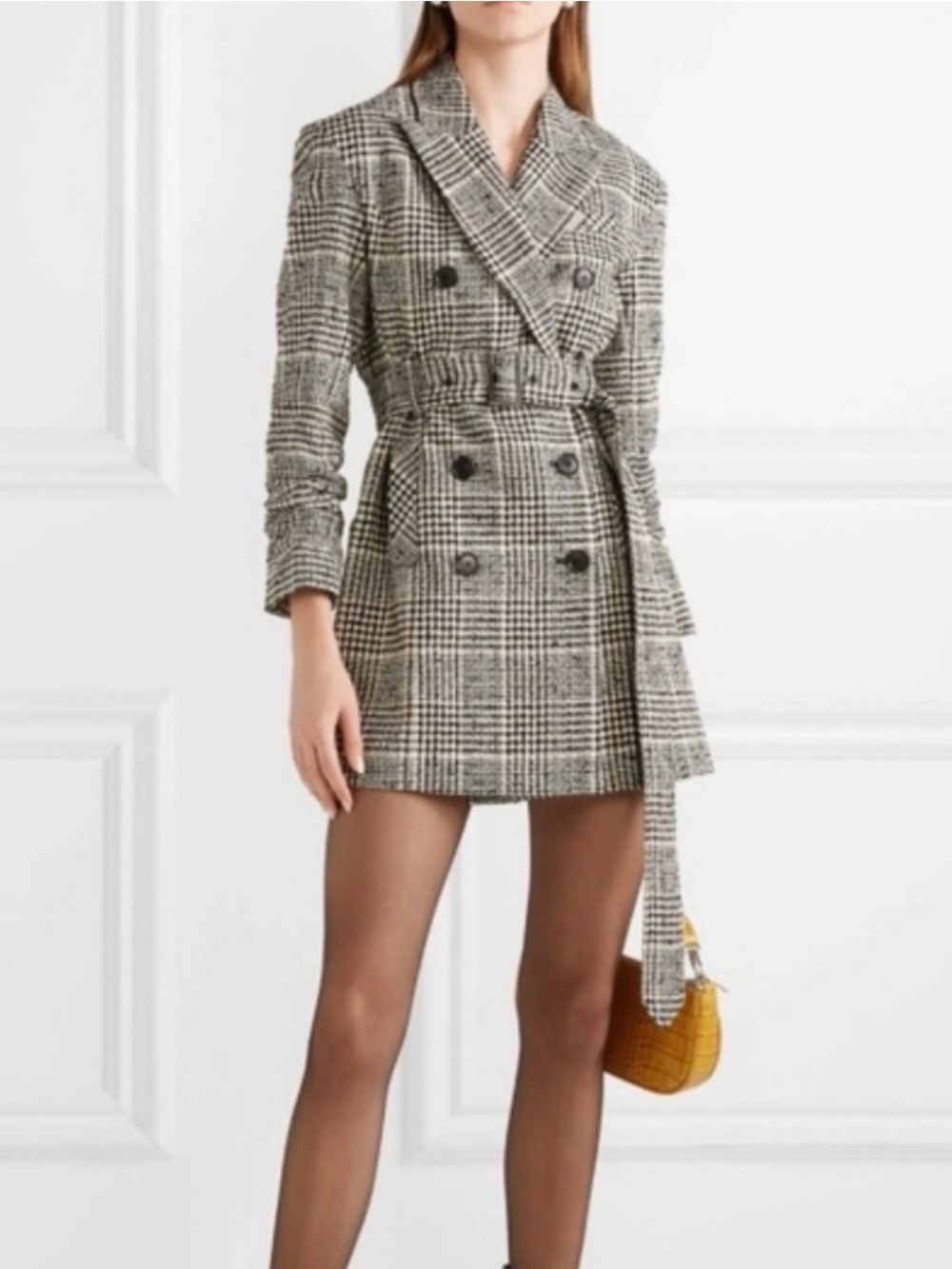 Veronica Beard Augusta Dickey Coat Dress Black White Check Plaid Size 6